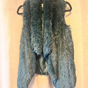Jolt Teal Faux Fur Vest